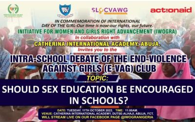 Intra-School Debate of the End Violence Against Girls (E-VAG) club on ‘Should sex education be encouraged in schools?’