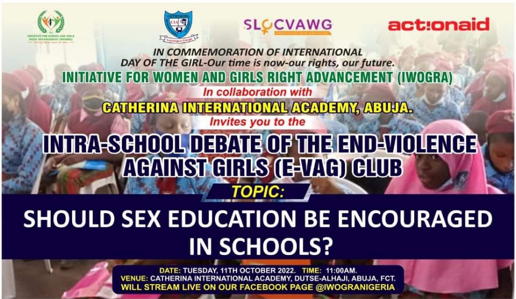 Intra-School Debate of the End Violence Against Girls (E-VAG) club on ‘Should sex education be encouraged in schools?’